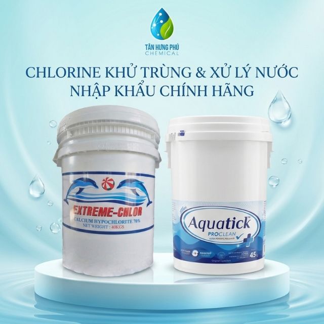 So sánh thùng Chlorine cá heo 40kg và Chlorine Aquatick Ấn Độ 45kg